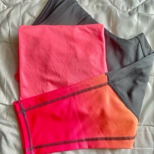 Girls Athletic Pink & Grey Leggings Set